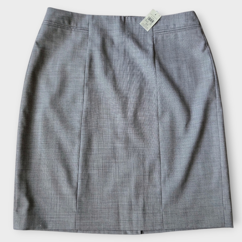 Ann Taylor Skirt 10 Gray Pencil Lined Back Slit Office Business